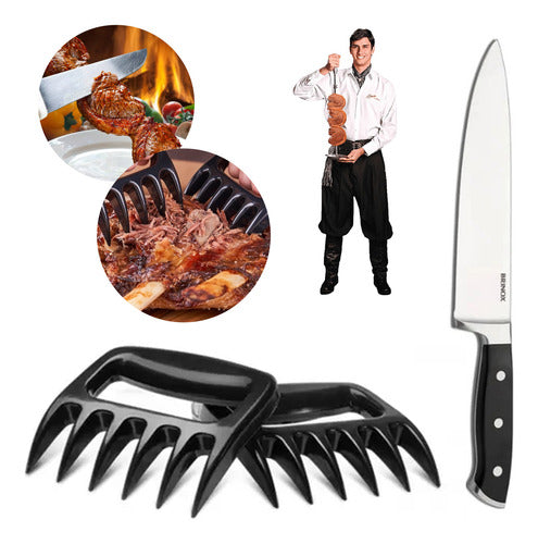 Kit Garra Trinchante E Faca Infinity Para Churrasco Brinox
