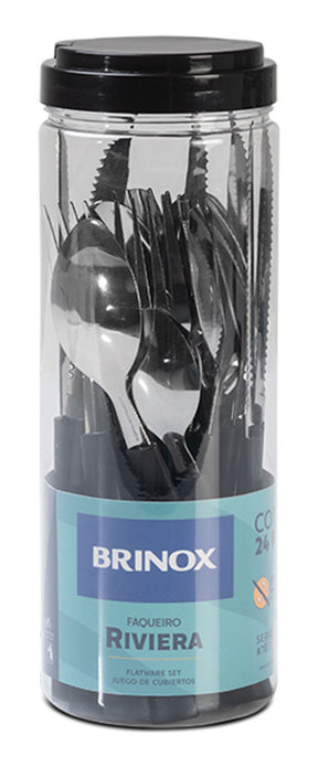 Faqueiro Inox 24 Peças Preto Brinox Riviera