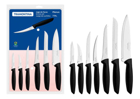 Jogo De Facas Tramontina Plenus Em Aço Inox 7 Peças Cor Preto Casa Cozinha