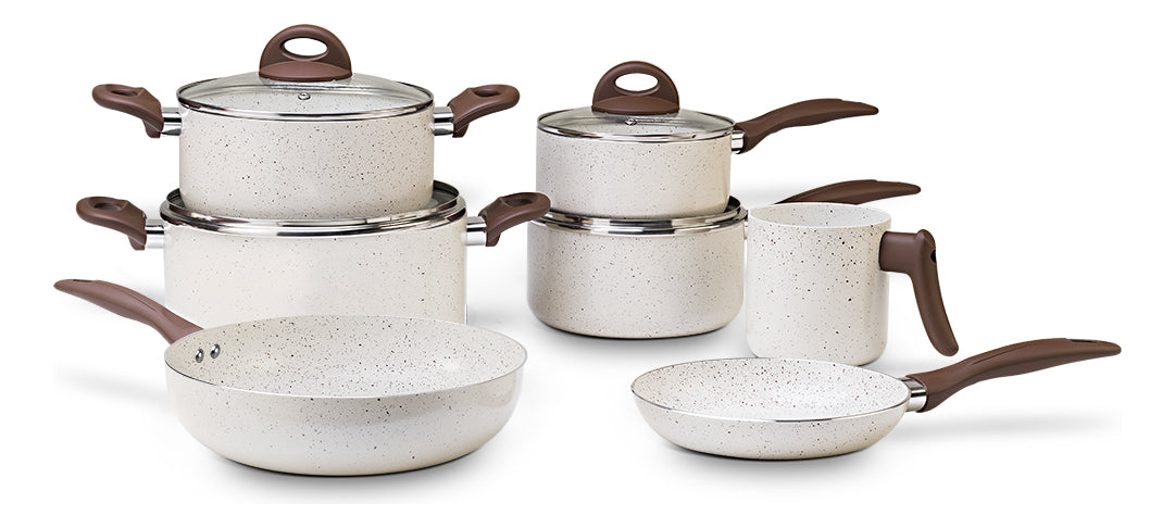 Jogo De Panelas 7 Peças Brinox Ceramic Life Vanilla