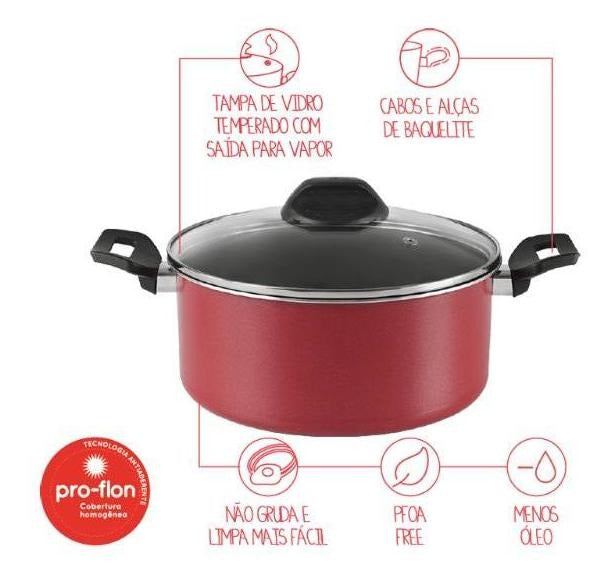 Caçarola Tampa Garlic Ø 24x11cm 4,3l Brinox 24x11cm 4,3l Cor Vermelho