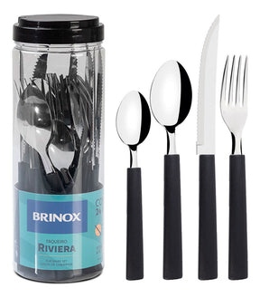 Faqueiro Inox 24 Peças Preto Brinox Riviera