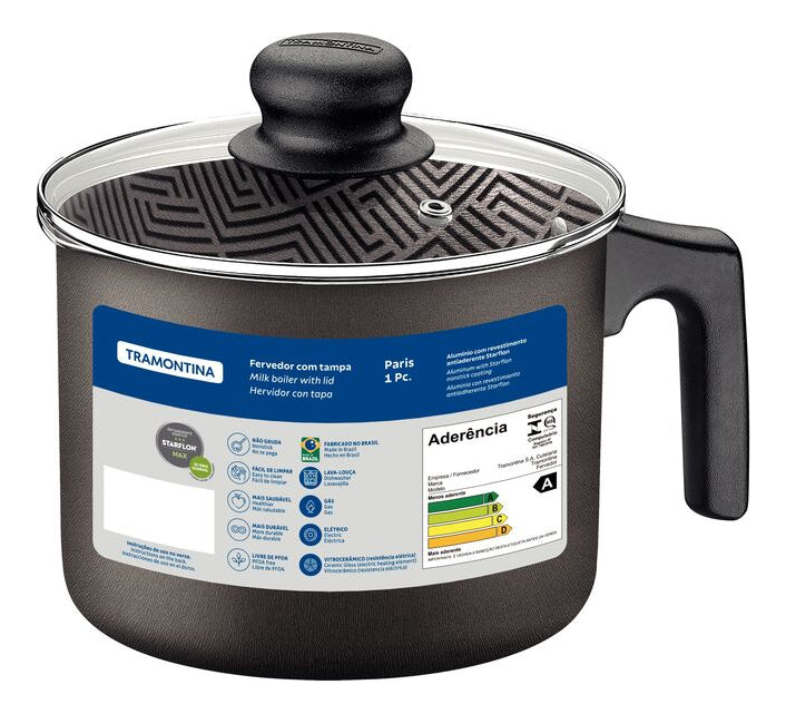 Fervedor Tramontina Paris Alumínio Tampa De Vidro 14cm 1,9l Cor Chumbo