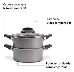 Cozi Vapore Alumínio Antiaderente Prata Brinox 7100/150