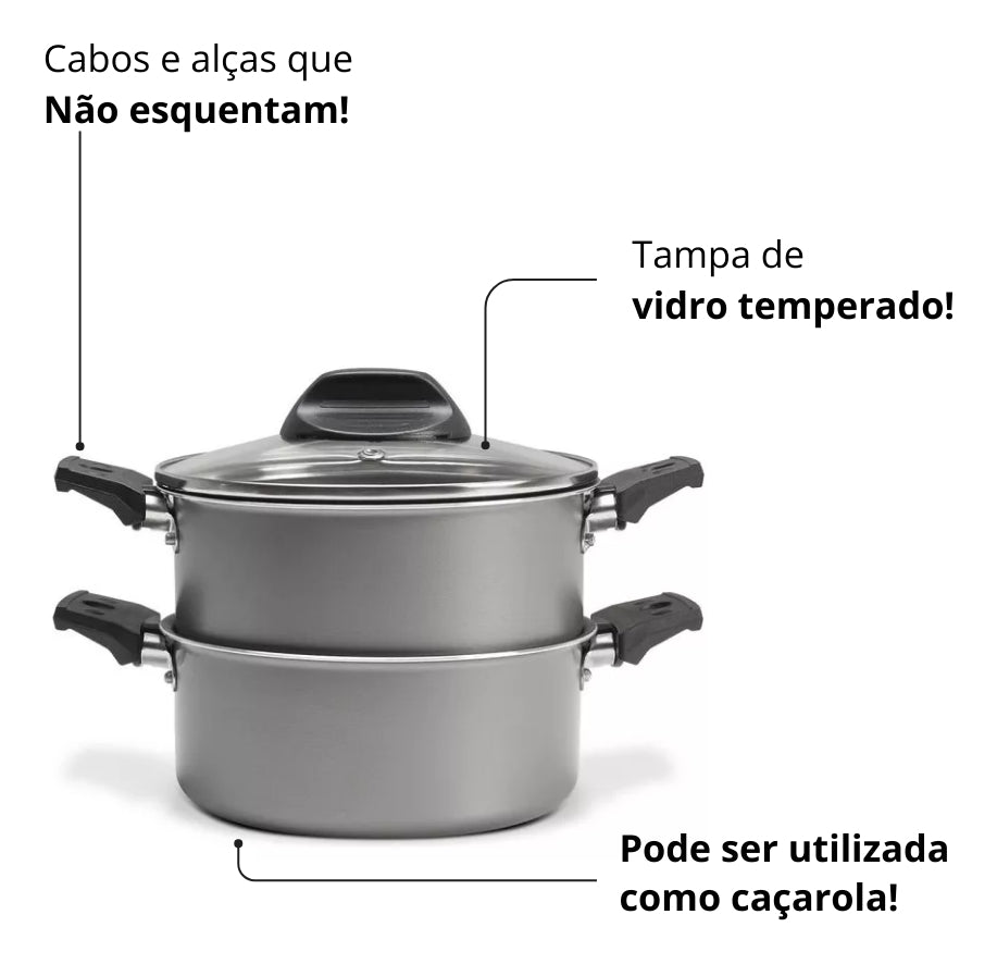 Cozi Vapore Alumínio Antiaderente Prata Brinox 7100/150