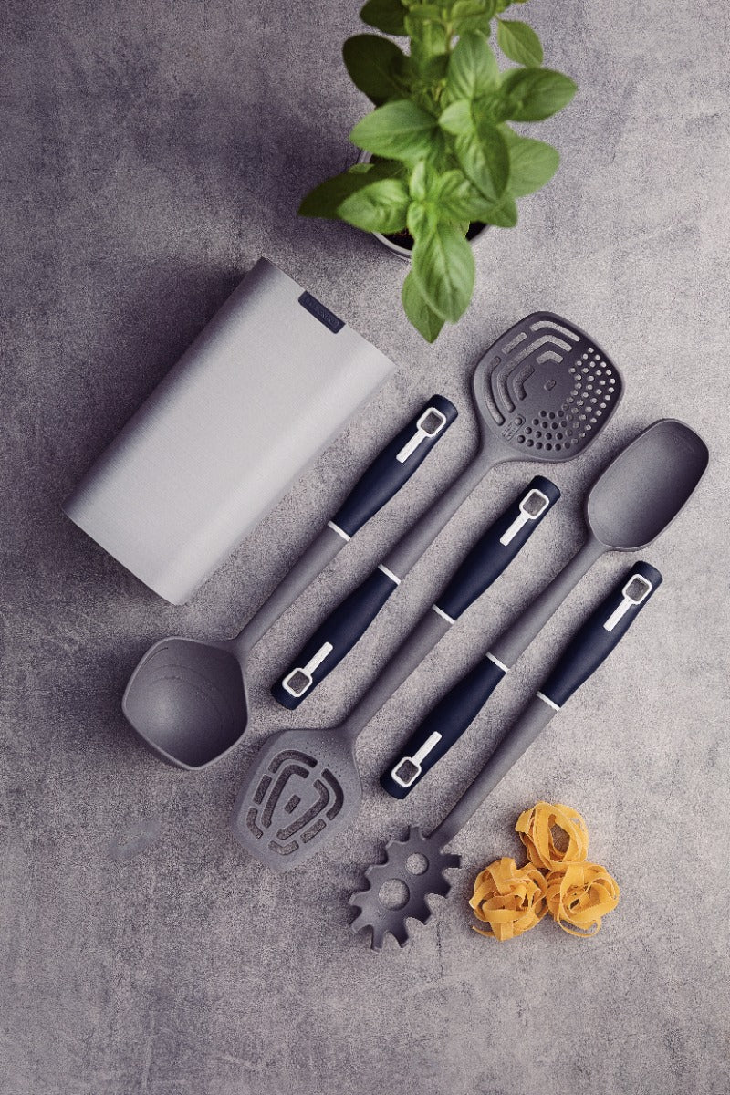 Jogo De Utensílios Verano Ônix C Suporte 6 Peças Tramontina Cor Cinza