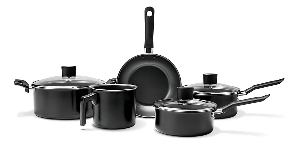 Conjunto Jogo Panela Antiaderente Brinox Preto Ebony 5 Peças