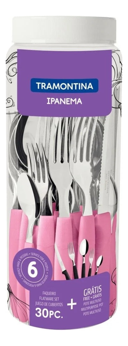 Faqueiro Inox Tramontina Ipanema 30 Peças Jogo De Talheres Cor Rosa