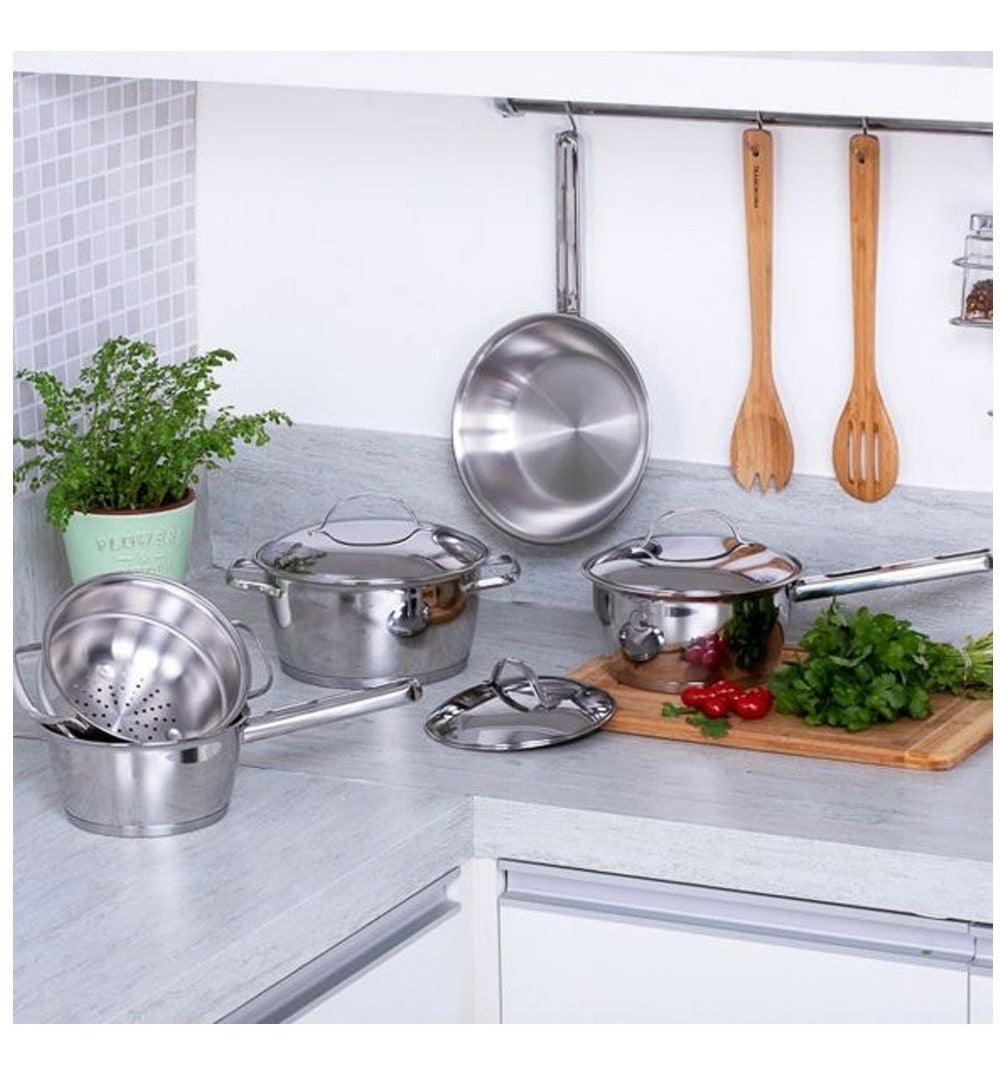 Jogo de Panelas Tramontina Allegra em Aço Inox com Fundo Triplo 5 Peças