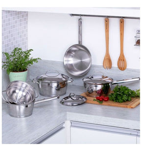 Jogo de Panelas Tramontina Allegra em Aço Inox com Fundo Triplo 5 Peças