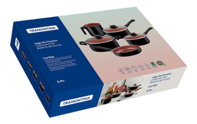 Conjunto De Panelas Com 5 Peças Caribe 20297008 Preto Tramontina