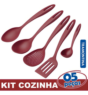 Tramontina Ability jogo utensílios em nylon vermelho 5 pçs