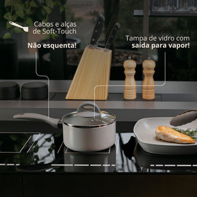 Jogo De Panelas 5 Peças Ceramic Life Marble Blend Brinox Cor Cinza