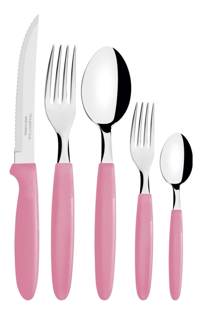 Faqueiro Inox Tramontina Ipanema 30 Peças Jogo De Talheres Cor Rosa