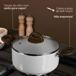Jogo De Panelas 7 Peças Brinox Ceramic Life Vanilla