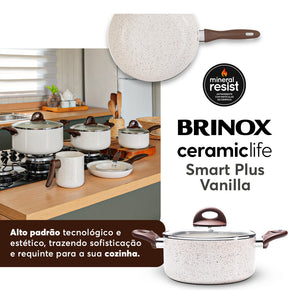 Jogo De Panelas Brinox Smart Plus 6pçs Ceramic Life Vanilla 4791/102