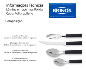 Faqueiro Inox 24 Peças Preto Brinox Riviera