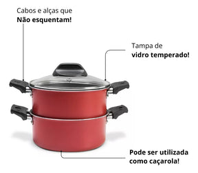 Cozi Vapor C/ Tampa Cor&amp;vapor Ø16x12,5cm 1,45l Verm. Cereja Brinox