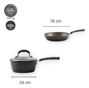 Jogo Panelas Antiaderentes Indução Rev Cerâmico 5 Pcs Brinox Cor Carbono