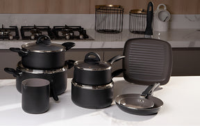 Jogo De Panelas Brinox Ceramic Life Smart Plus 8 Peças Preto
