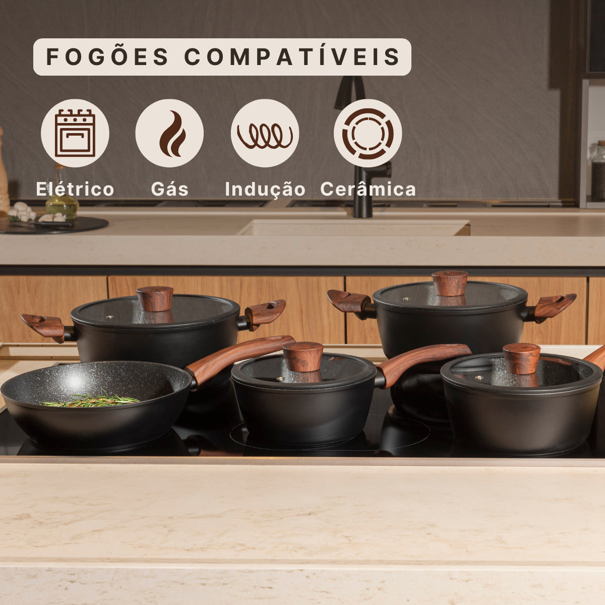 Jogo Panelas Brinox Ceramic Life 6 Peças Sirius Inducao