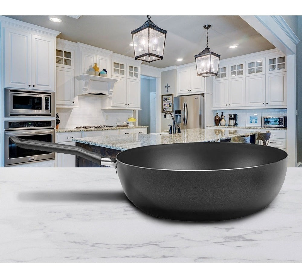Frigideira Panela Antiaderente Wok Brinox 28cm Ebony Ñ Gruda Cor Preta