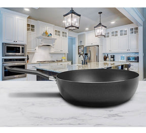 Frigideira Panela Antiaderente Wok Brinox 28cm Ebony Ñ Gruda Cor Preta