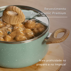 Jogo Panelas Brinox Indução Ceramic Life Botanika Kit 6 Pçs Cor Verde