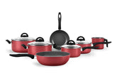 Jogo De Panelas Chilli Brinox 07 Pecas Cor Cereja