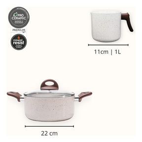 Jogo De Panelas 5 Peças Ceramic Life Vanilla Brinox