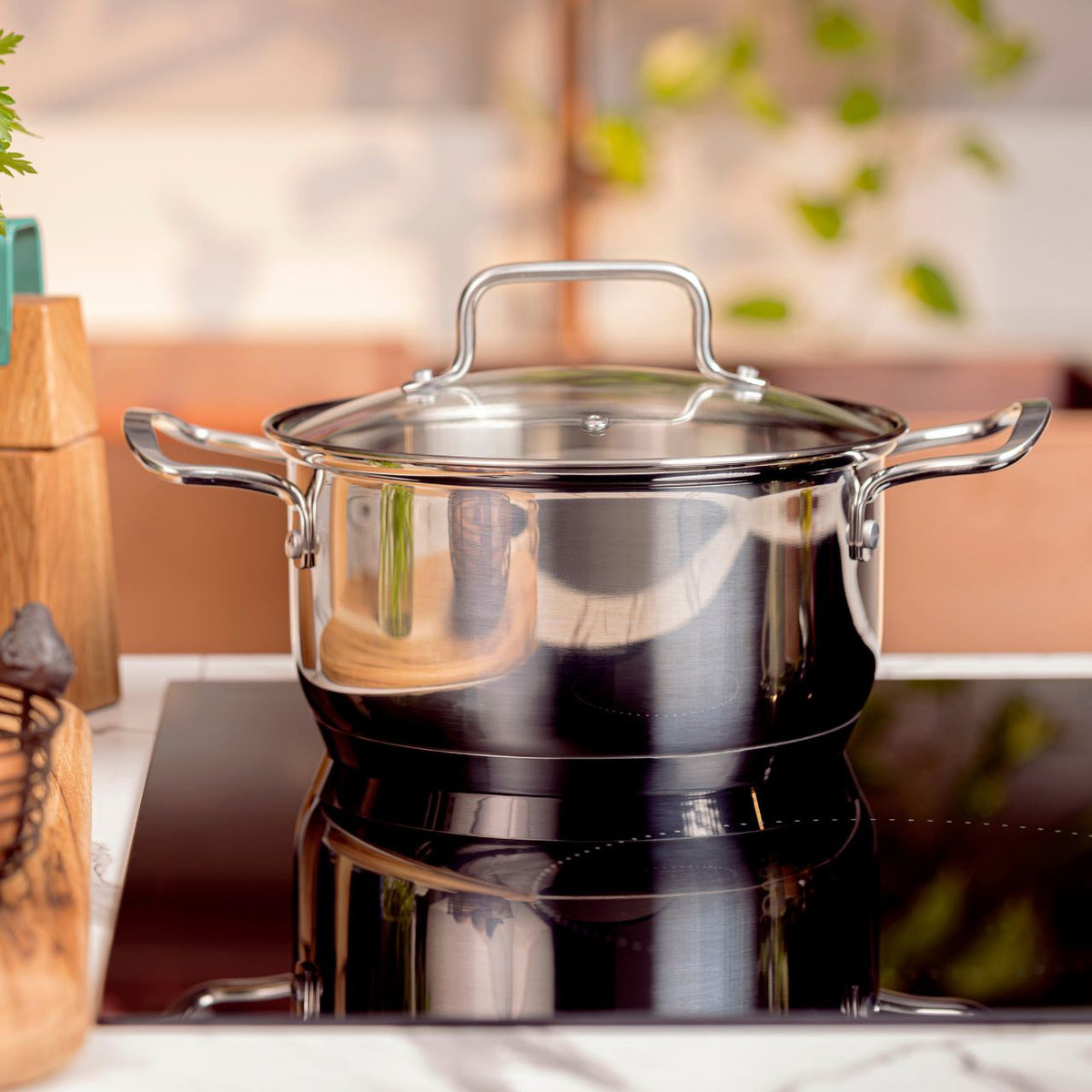 Jogo De Panelas Inox Fundo Triplo Jasmin 4 Peças Com Indução Brinox