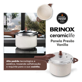 Brinox Pressure Panela de Pressão Revestimento Cerâmica Indução 4,2L cor Vanilla