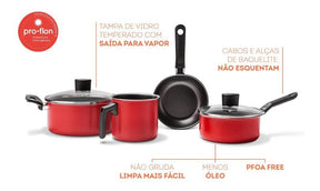 Jogo De Panelas 4 Peças Garlic - Vermelho- Brinox Cor Vermelho
