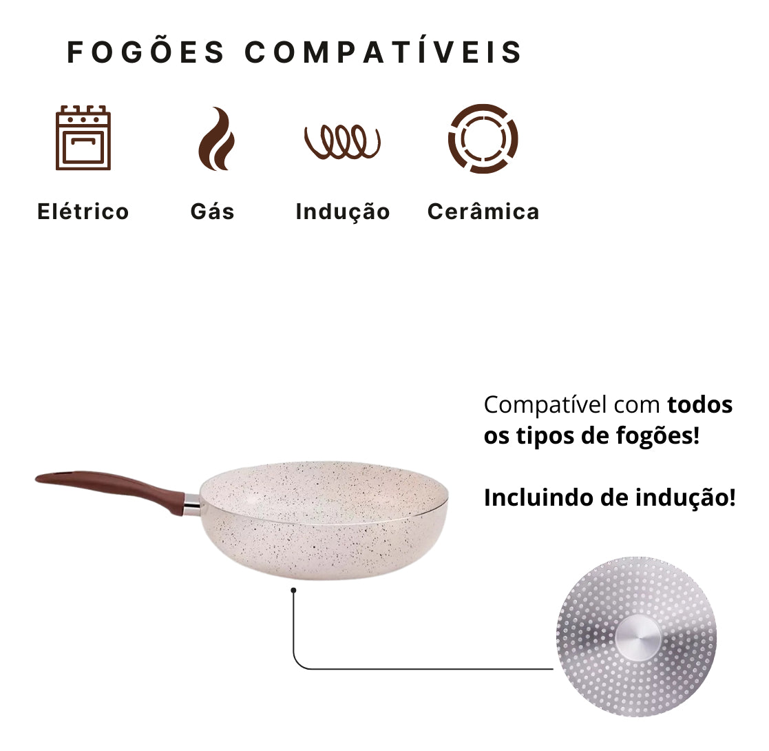 Frigideira Wok 3,4l Indução 28 Cm Diâmetro Vanilla Brinox