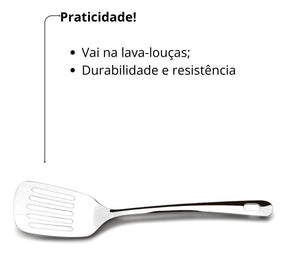 Espátula Perfurada Suprema Brinox 1,6 Mm X 32,5 Cm Cor Sem Cor
