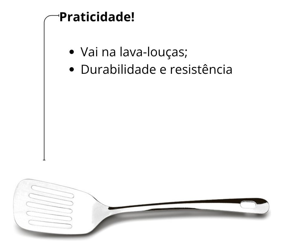 Espátula Perfurada Suprema Brinox 1,6 Mm X 32,5 Cm Cor Sem Cor