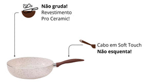 Frigideira Wok 3,4l Indução 28 Cm Diâmetro Vanilla Brinox