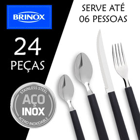 Faqueiro Inox 24 Peças Preto Brinox Riviera