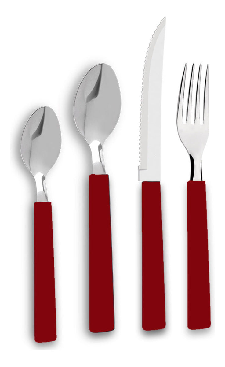 Faqueiro Riviera Em Aço Inox Vermelho 24 Pcs Brinox 6025/752