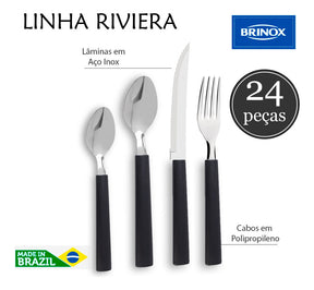 Faqueiro Inox 24 Peças Preto Brinox Riviera