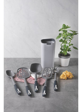 Jogo De Utensílios Verano Ônix C Suporte 6 Peças Tramontina Cor Cinza
