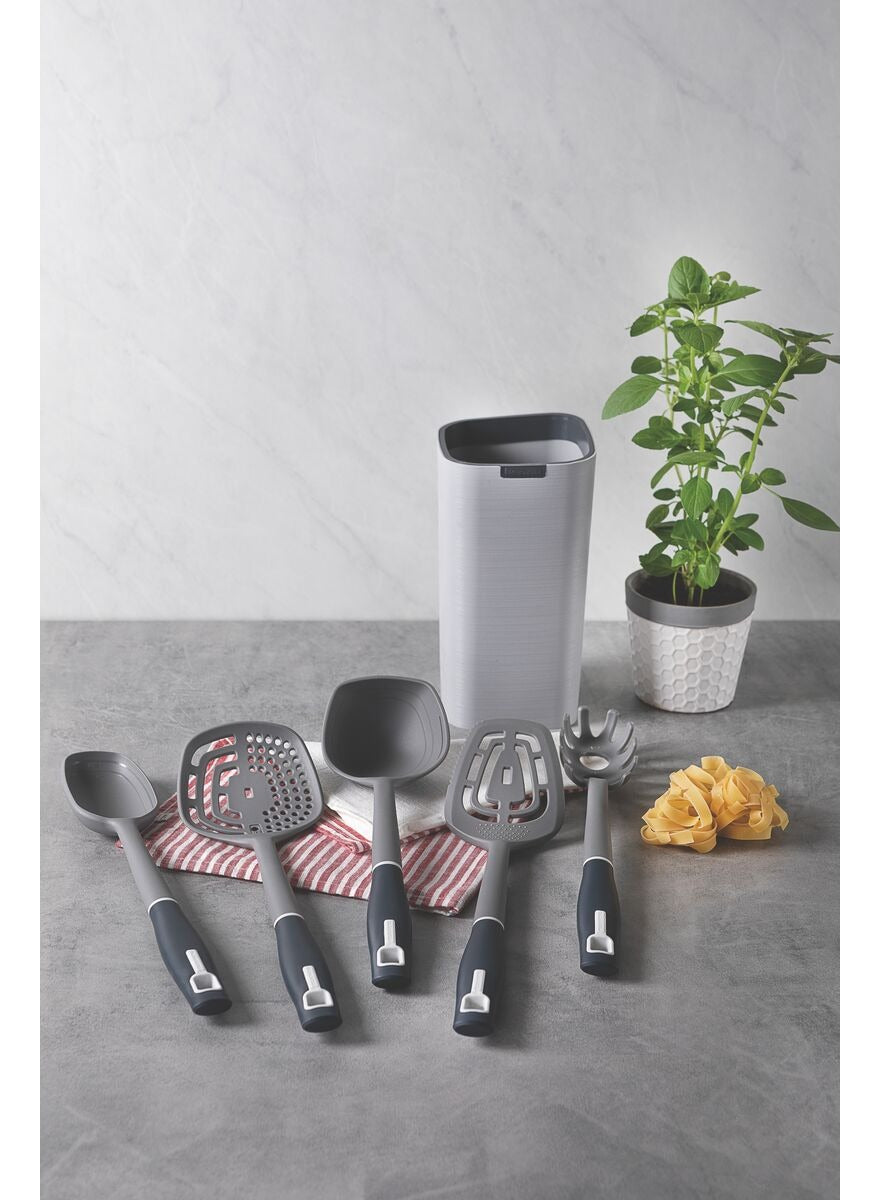 Jogo De Utensílios Verano Ônix C Suporte 6 Peças Tramontina Cor Cinza
