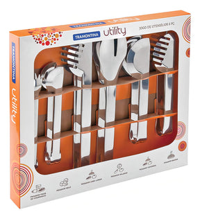 Conjunto De Pegadores Tramontina Aço Inox Utility 6 Peças