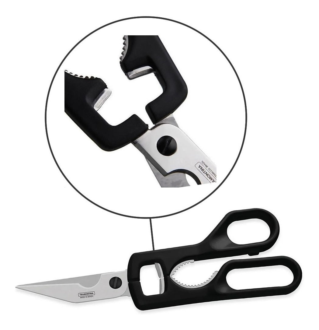 Tesoura de cozinha multiuso Tramontina 25920/109 com corte reto, cor preta