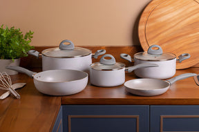 Jogo De Panelas 5 Peças Ceramic Life Marble Blend Brinox Cor Cinza