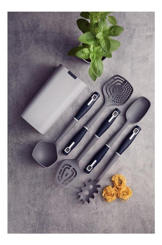 Jogo De Utensílios Verano Ônix C Suporte 6 Peças Tramontina Cor Cinza