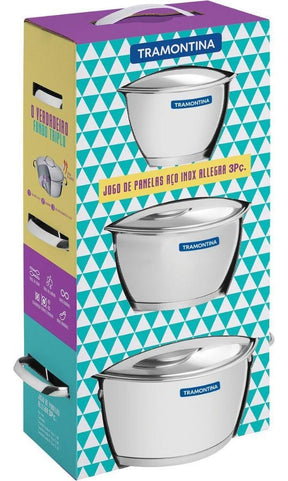 Jogo De Panelas Tramontina Inox Fundo Triplo Allegra 3 Pç