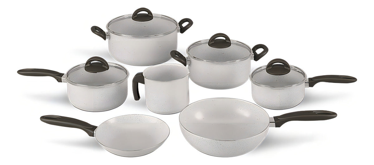 Jogo Panelas Brinox Ceramic Life Suprema Vanilla Kit 7 Pçs