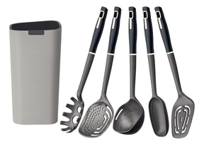 Jogo De Utensílios Verano Ônix C Suporte 6 Peças Tramontina Cor Cinza