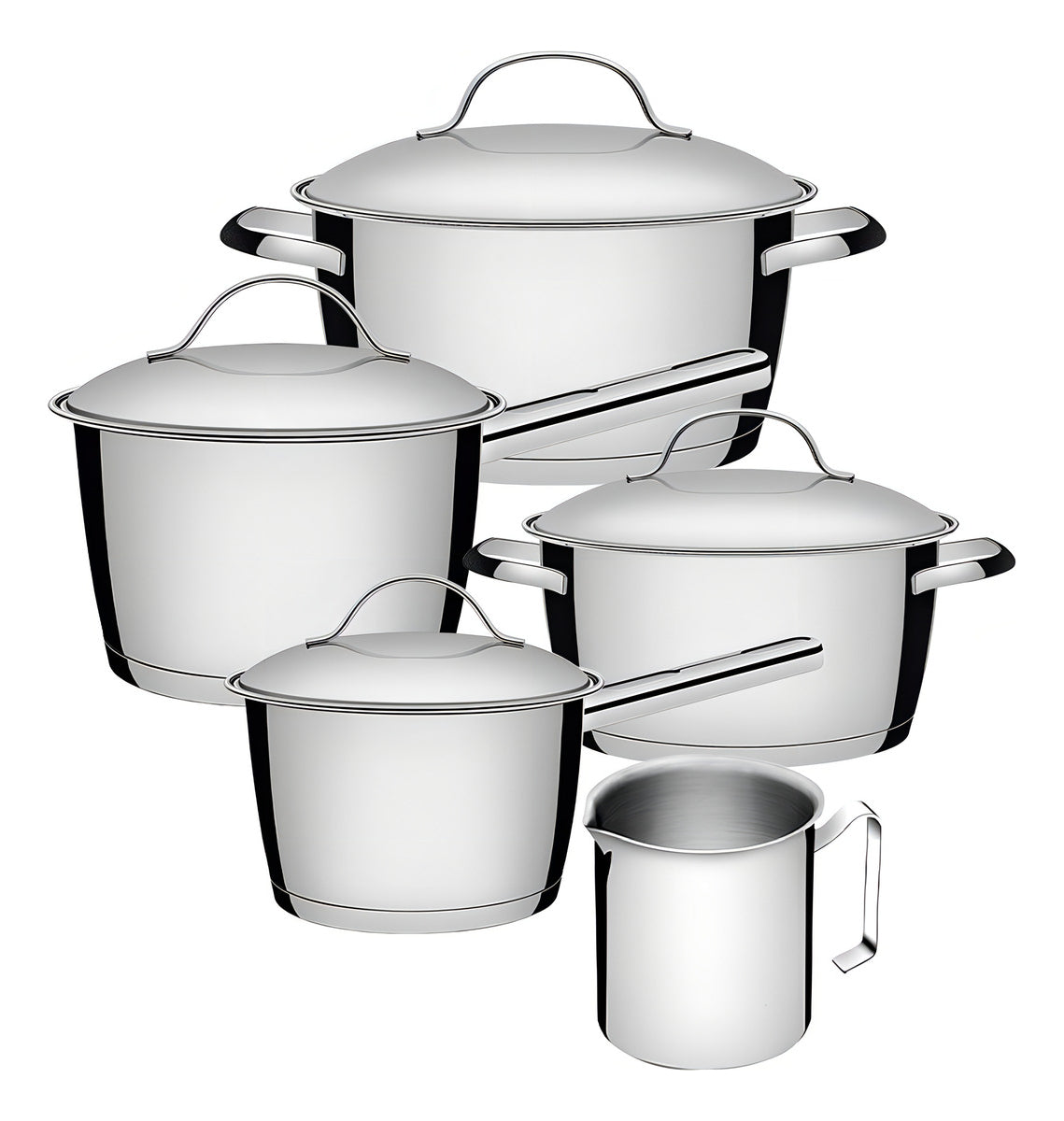 Jogo De Panelas 5 Peças Inox Fundo Triplo Allegra Tramontina Prateado